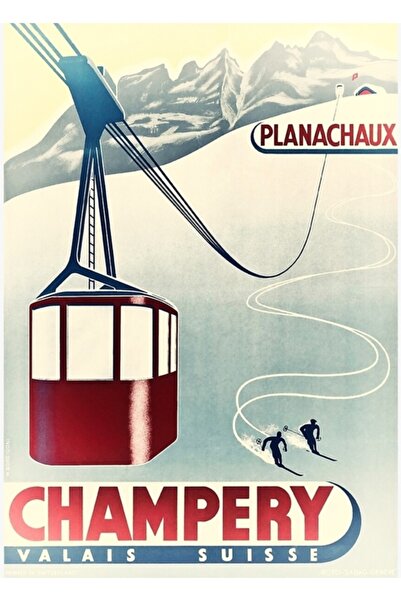 Universal Vintage γαλλική αφίσα για σκι, ξύλινη διακοσμητική αφίσα