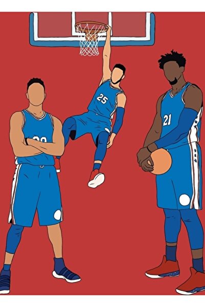 Universal Poster decorativ din lemn cu 3 tablouri mari a echipei Sixers