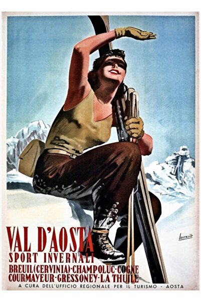 Universal Διακοσμητική ξύλινη αφίσα με εικονογράφηση της κοιλάδας Αόστα, διαφ...