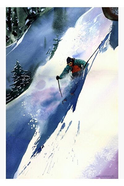 Universal Poster decorativ din lemn cu tablou de coborâre pe munte extrem