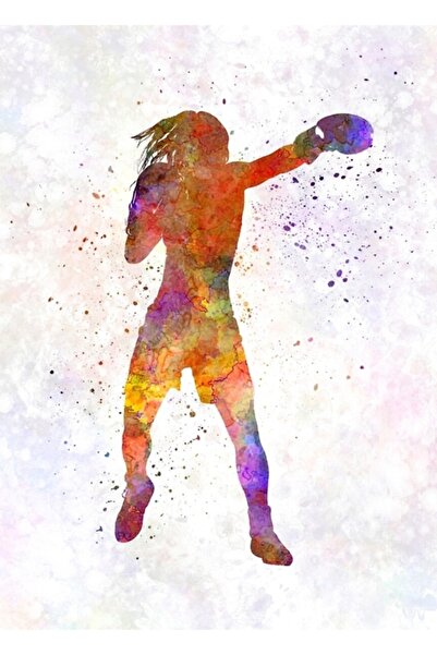 Universal Γυναικεία ξύλινη αφίσα διακοσμητική με σιλουέτα πυγμάχου, κικ μπόξ,...