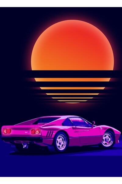 Universal Synthwave Καλοκαιρινή Ξύλινη Αφίσα Ζωγραφικής Διακοσμητική