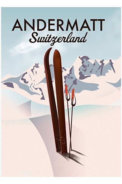 Universal Αντερμάτ Ελβετία Αφίσα Σκι Ξύλινη Διακοσμητική Αφίσα
