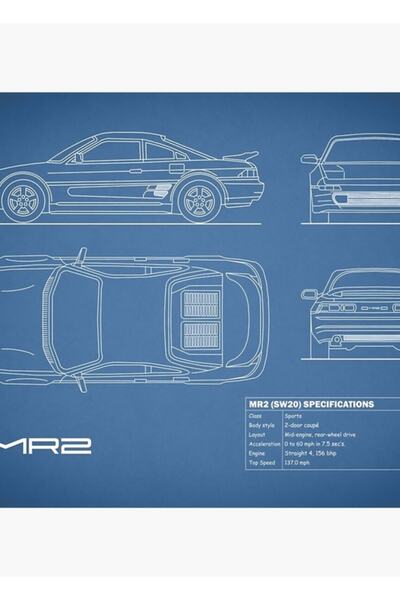 Universal Mr2 Blueprint Ξύλινη Διακοσμητική Αφίσα Τραπεζιού, Ξύλινη, Διακοσμη...