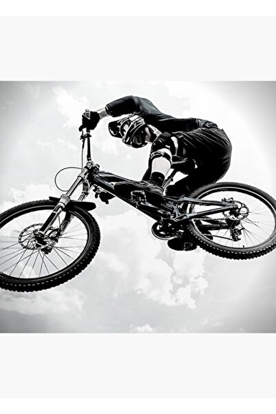 Universal Siyah Beyaz Dağ Bisikleti Tablo Ahşap Poster Dekoratif