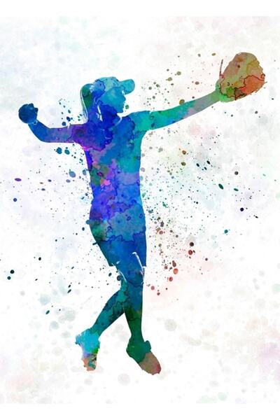 Universal Femeie care joacă softball 02 Tablo Poster decorativ din lemn