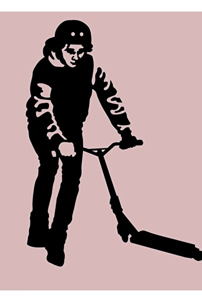 Universal Διακοσμητική ξύλινη αφίσα με σχέδιο σκούτερ που κάνει ακροβατικά