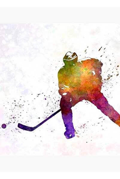 Universal Ακουαρέλα Ξύλινη Αφίσα Διακοσμητική Πατερίτσα Χόκεϊ