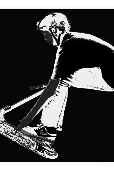 Universal Kuytail-grab - Ξύλινη Διακοσμητική Αφίσα με Θέμα Σκούτερ Κασκαντέρε...