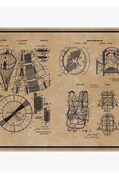 Universal Σχέδια πατέντας για άλμα με αλεξίπτωτο Ξύλινη διακοσμητική αφίσα