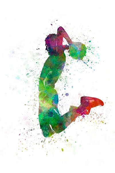 Universal Επιτραπέζια ξύλινη αφίσα διακοσμητική με τον νεαρό άνδρα μπασκετμπο...