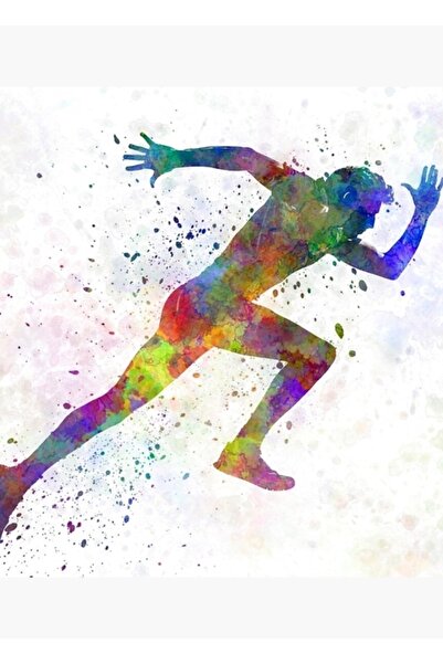 Universal Επιτραπέζια Ξύλινη Αφίσα Διακοσμητική Σπριντ Τρέχων Άνθρωπος σε Τρέ...