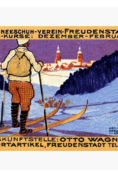 Universal 1911 Ελβετικός Πίνακας Σχολής Σκι, Ξύλινη Διακοσμητική Αφίσα