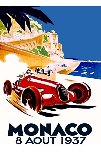 Universal "monaco Grand Prix" Vintage Εκτύπωση Διαφημιστικής Αφίσας Αγώνων Αυ...