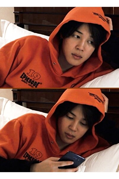 Universal Jimin Orange Hooded Boyfriend Αισθητικός πίνακας ζωγραφικής Ξύλινη ...