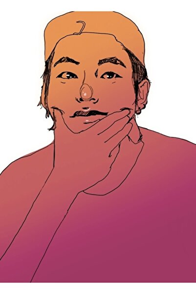 Universal Διακοσμητική Ξύλινη Αφίσα Ζωγραφικής Taehyung σε στυλ Peach Ombré Κ...