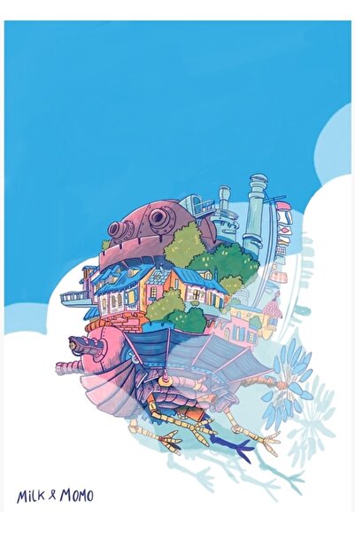 Universal Διακοσμητική Ξύλινη Αφίσα Ζωγραφικής με θέμα το Ιπτάμενο Κάστρο