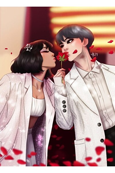 Universal Poster decorativ din lemn cu pictură Seokjin și Halsey Cod3101