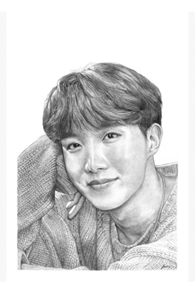 Universal J-hope Ρεαλιστική Ξυλογραφία με Μολύβι Ξύλινη Αφίσα Διακοσμητική Κω...