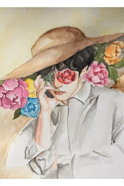 Universal Poster decorativ din lemn cu pictură în acuarelă Taehyung Cod3270