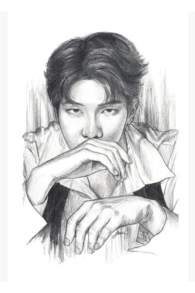 Universal Namjoon Vt Kozmetik Fotoğraf Çekimi Karakalem Tablo Ahşap Poster Dekoratif Kod236