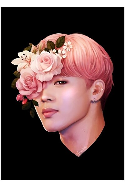 Universal Λουλούδια + Ζωγραφική Jimin Ξύλινη Διακοσμητική Αφίσα Κωδικός3303