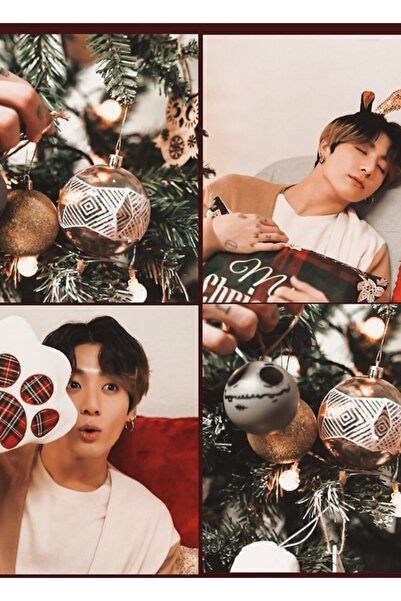 Universal Jungkook Christmas Tree Aesthetic Painting Ξύλινη αφίσα Διακοσμητικ...