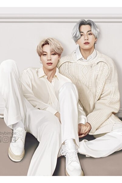 Universal Διακοσμητική ξύλινη αφίσα ζωγραφικής τέχνης Dicon Jungkook και Jimi...