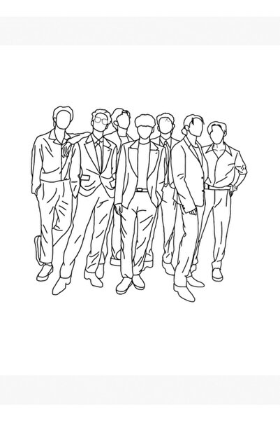 Universal Διακοσμητική ξύλινη αφίσα με εικονογράφηση των μελών των Bangtan, Κ...