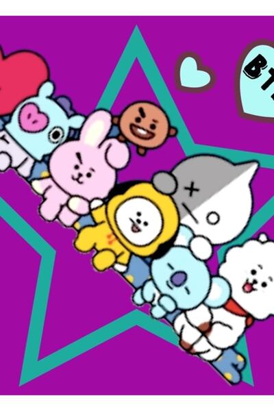 Universal Set de păpuși Bt21 Poster decorativ din lemn pentru pictură Cod3660