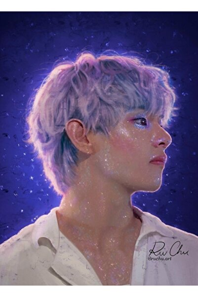 Universal Ametist Mesec - Taehyung Slikarski Drveni Poster Dekorativni Kod2269