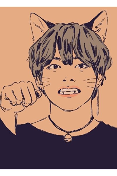 Universal Kara Kedi Taehyung Ξύλινη Διακοσμητική Αφίσα Κωδικός2899