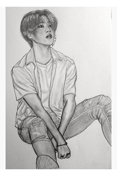 Universal Daydreaming Jimin Versiune alb-negru Tablou Poster din lemn decorat...