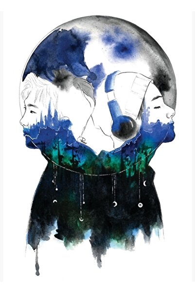 Universal Rm X V |   Poster decorativ din lemn cu pictură Copilul Lunii Cod2852