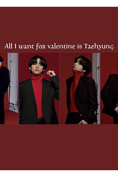 Universal Tablou estetic din lemn pentru Ziua Îndrăgostiților Taehyung Red, P...