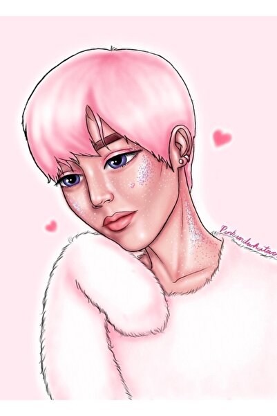 Universal Poster decorativ din lemn cu pictură Taehyung roz strălucitor Cod1839