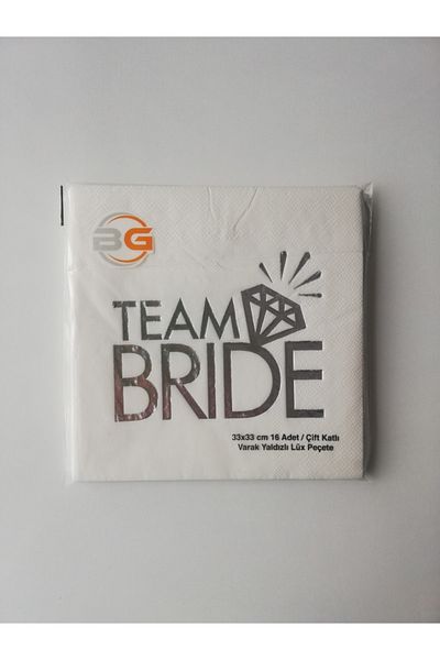 UĞUR BÖCEĞİ PARTY Χαρτοπετσέτα Team Bride με ασημί επιχρυσωμένο στάμπα σε λευκό