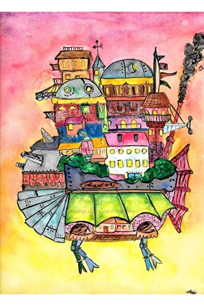 Universal Castelul mobil, Castelul zburător, Poster decorativ din lemn