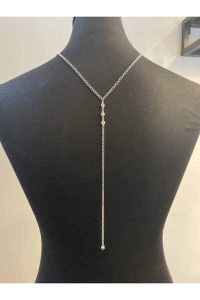 Qielle Kristal Taşlı Sırt Kolyesi - Sırt Zinciri - Back Chain - Body Chain