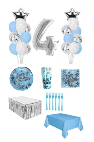 Dipak Σετ γενεθλίων 4 ετών σε μπλε χρώμα