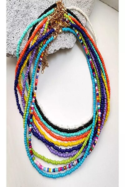 İsabella Accessories Otantik Kum Cam Boncuk Kolye 10 Adet