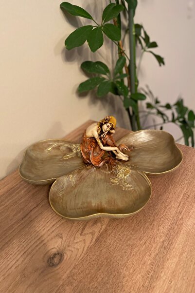 Tasarloxi Yaprakta Oturan Kız Biblo Dekoratif Anahtarlık