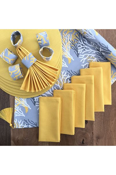 desen izmir American Service, Yellow Coral 6 Plates, 6 Napkins, 6 Napkin Rings and Runner Tk4