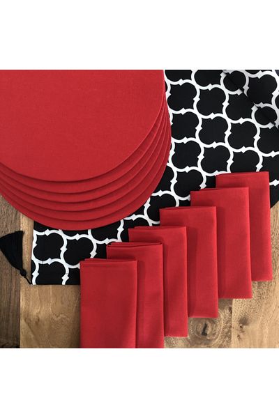 desen izmir American Serve, Black Moroccon 6 Supla, 6 Napkin And Runner