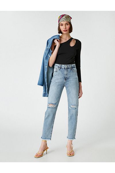 Koton Destroyed-Jeans im Mom-Fit - Mom Jean