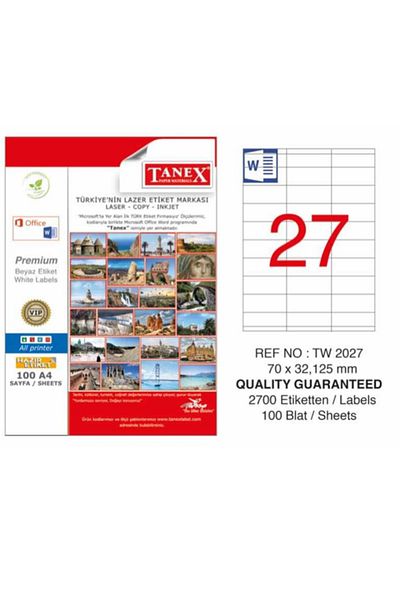 Tanex Laser Tag 100 Yp 70x32.125 Laser-copy-inkjet Tw-2027