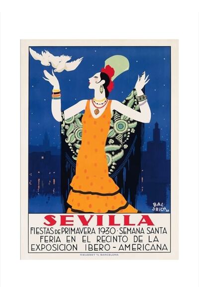Universal Spania 1930 Sevilla Aprilie Poster de călătorie cu tematică justă, ...