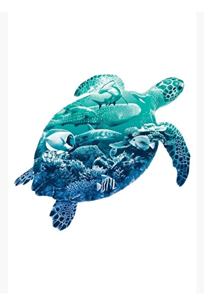 Universal Ζωή στον Ωκεανό Ζωγραφική με θέμα τη θαλάσσια χελώνα Ξύλινη διακοσμ...