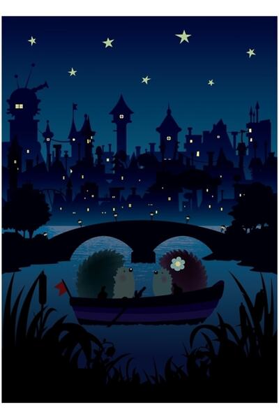 Universal Poster decorativ din lemn cu arici de noapte