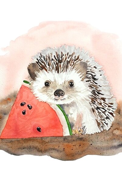 Universal Poster decorativ din lemn cu pepene verde și arici pentru copii